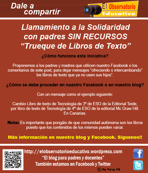 Síguenos también en: Facebook:  https://www.facebook.com/pages/El-Observatorio-Educativo/595341513828831 Twitter:  @elobeducativo