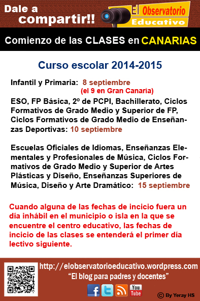 Comienzo de las clases 2015 final 2  www.elobservatorioeducativo.wordpress.com  @elobeducativo  YerayHS